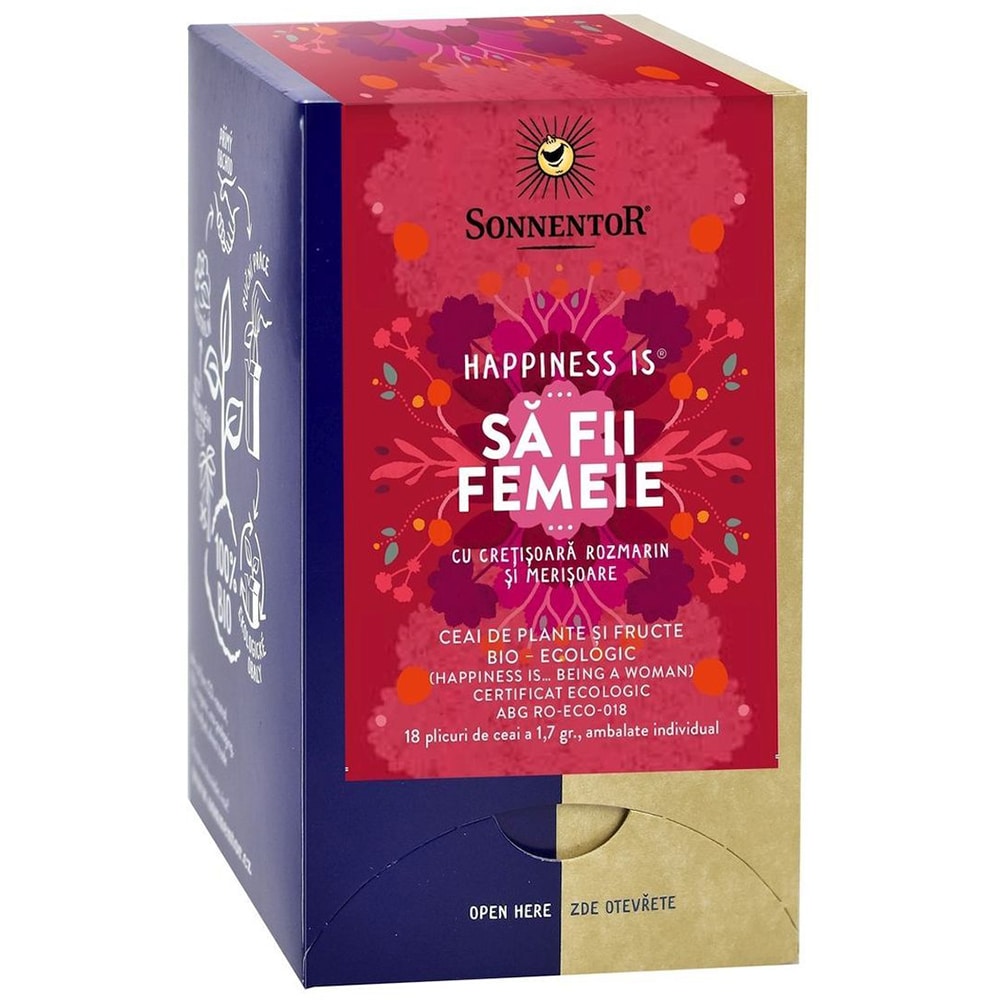 Ceai SONNENTOR Happiness Is...Sa fii femeie, 18 plicuri
