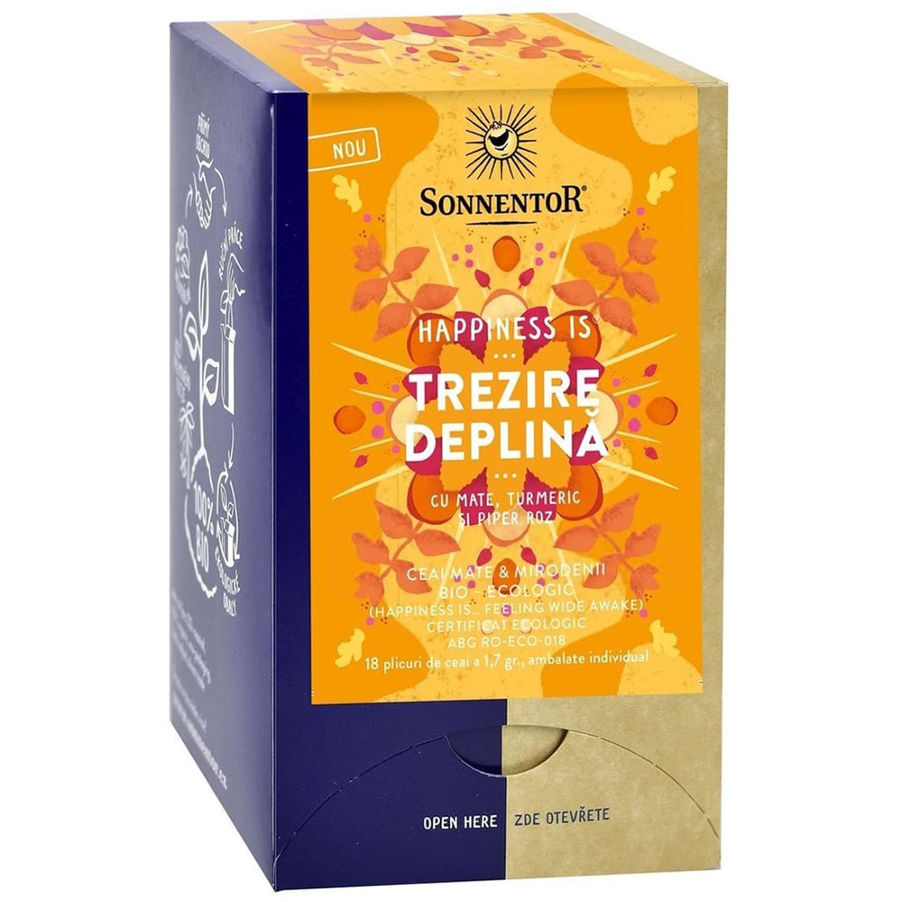 Ceai SONNENTOR Happiness Is...Trezire deplina, 18 plicuri