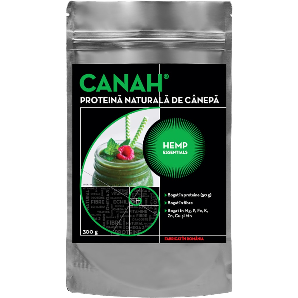 Pudra proteica de canepa, 300 g, CANAH
