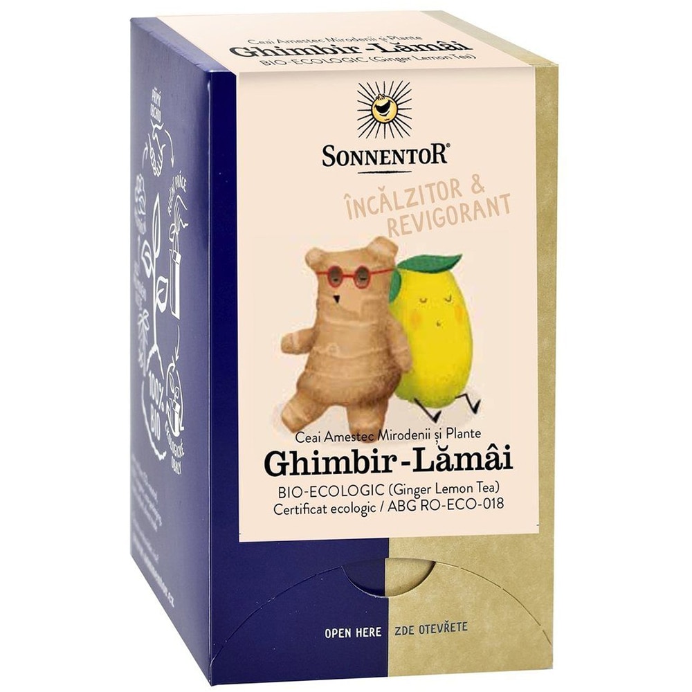 Ceai SONNENTOR Ghimbir si lamaie, 18 plicuri 