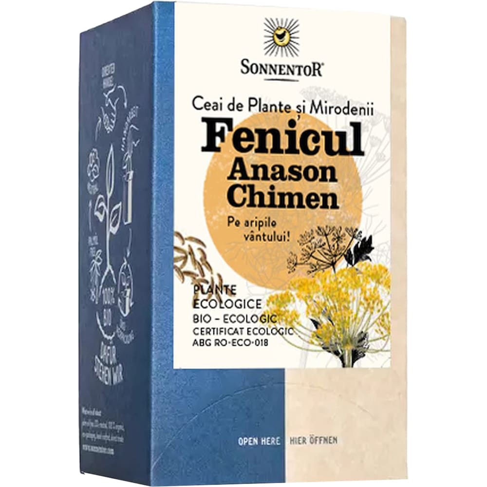 Ceai SONNENTOR Fenicul, anason, chimen, 18 plicuri 