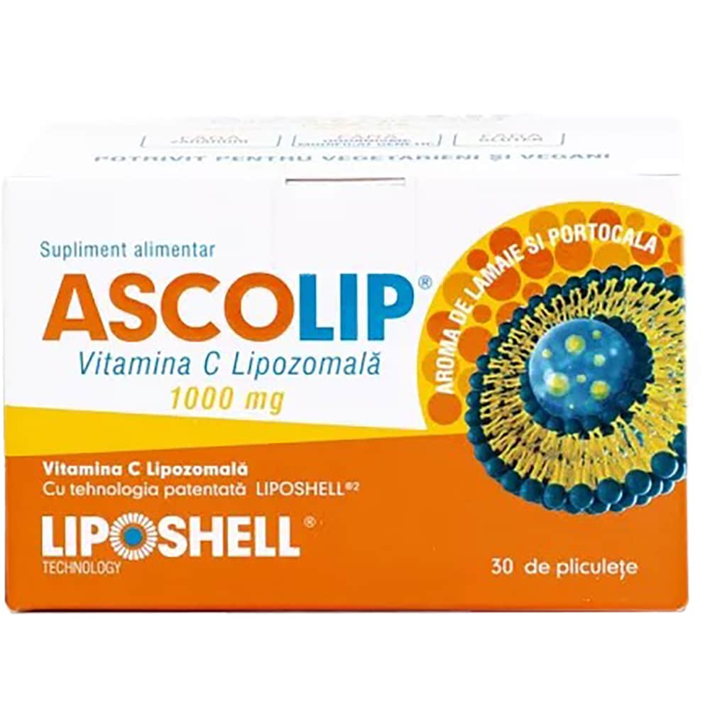 Supliment alimentar Vitamina C Lipozomala cu aroma de portocale 1000 mg, 30 plicuri, LIPOSHELL