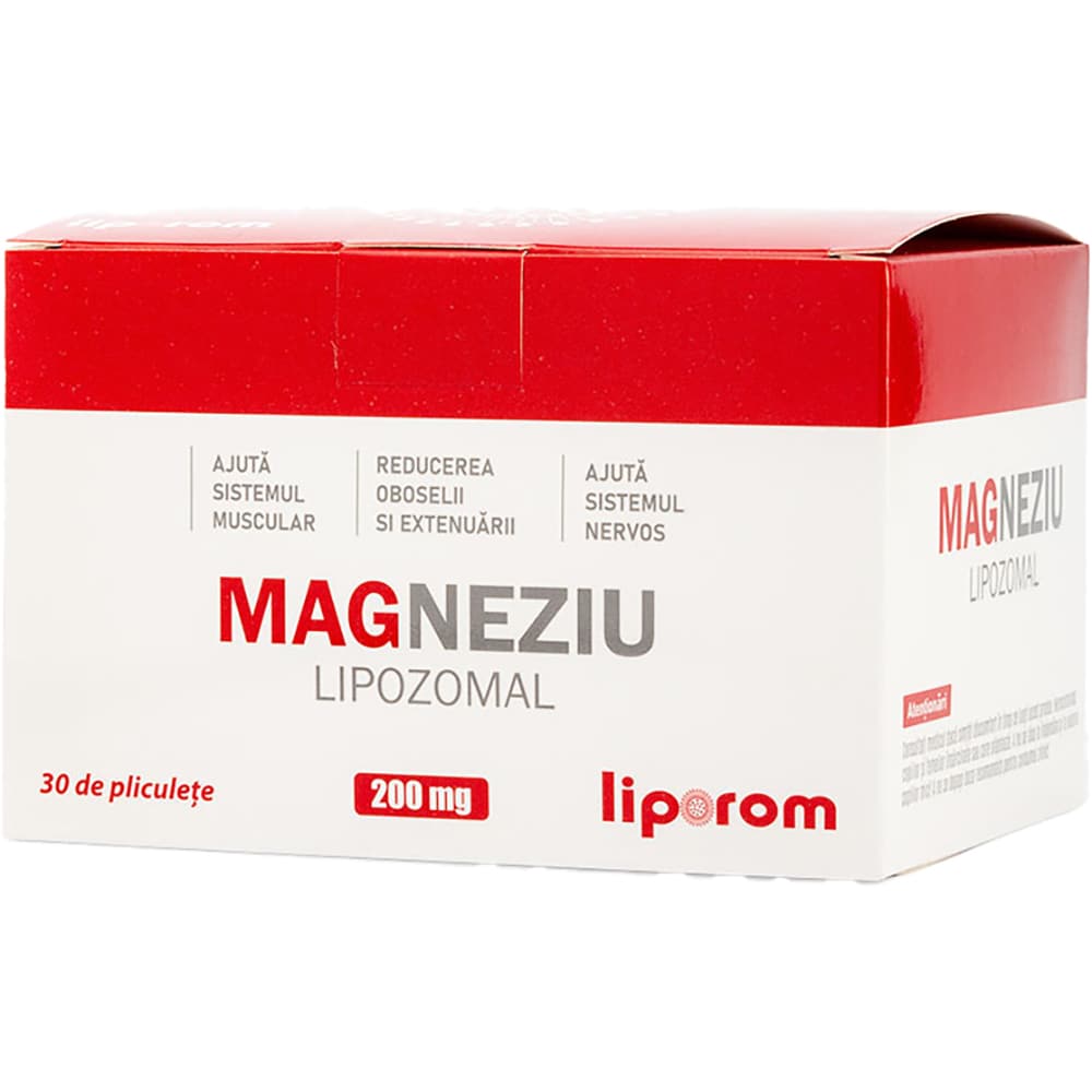 Supliment alimentar Magneziu Lipozomal 200 mg, 30 plicuri, LIPOROM
