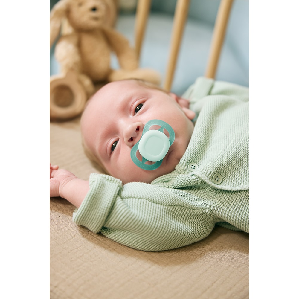Suzeta PHILIPS AVENT Ultra Start SCF075/02, 0 luni+, 2 buc, albastru-verde