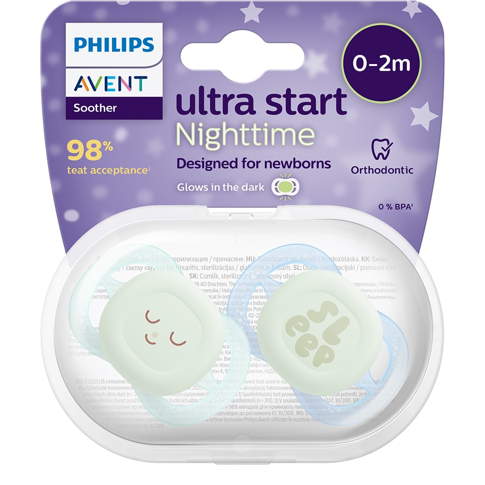 Suzeta PHILIPS AVENT Ultra Start SCF075/08, 0 luni+, 2 buc, multicolor