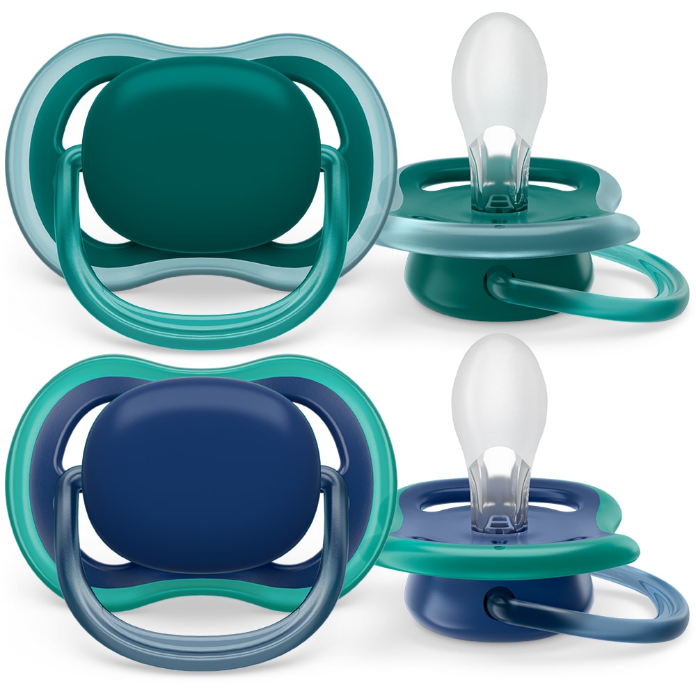 Suzeta PHILIPS AVENT Ultra Air SCF085/31, 6-18 luni, 2 buc, verde-albastru