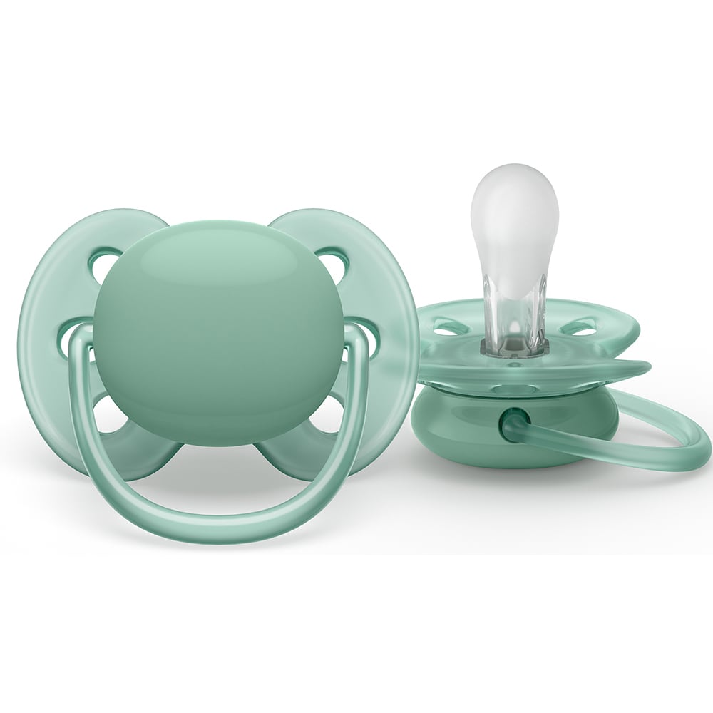 Suzeta PHILIPS AVENT Ultra Soft SCF091/03, 0-6 luni, 2 buc, verde-portocaliu
