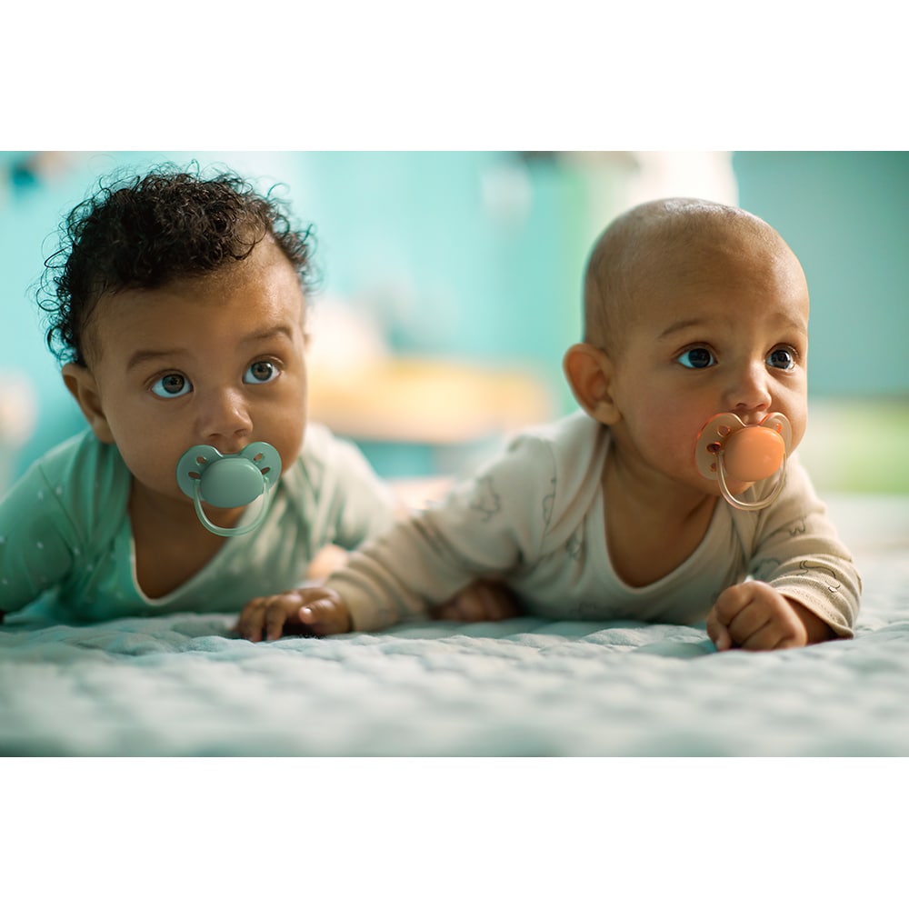 Suzeta PHILIPS AVENT Ultra Soft SCF091/03, 0-6 luni, 2 buc, verde-portocaliu