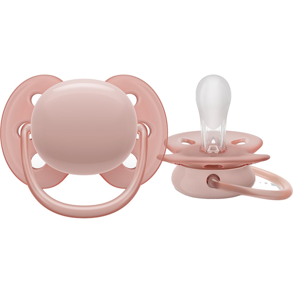 Suzeta PHILIPS AVENT Ultra Soft SCF091/31, 0-6 luni, 2 buc, roz-mov