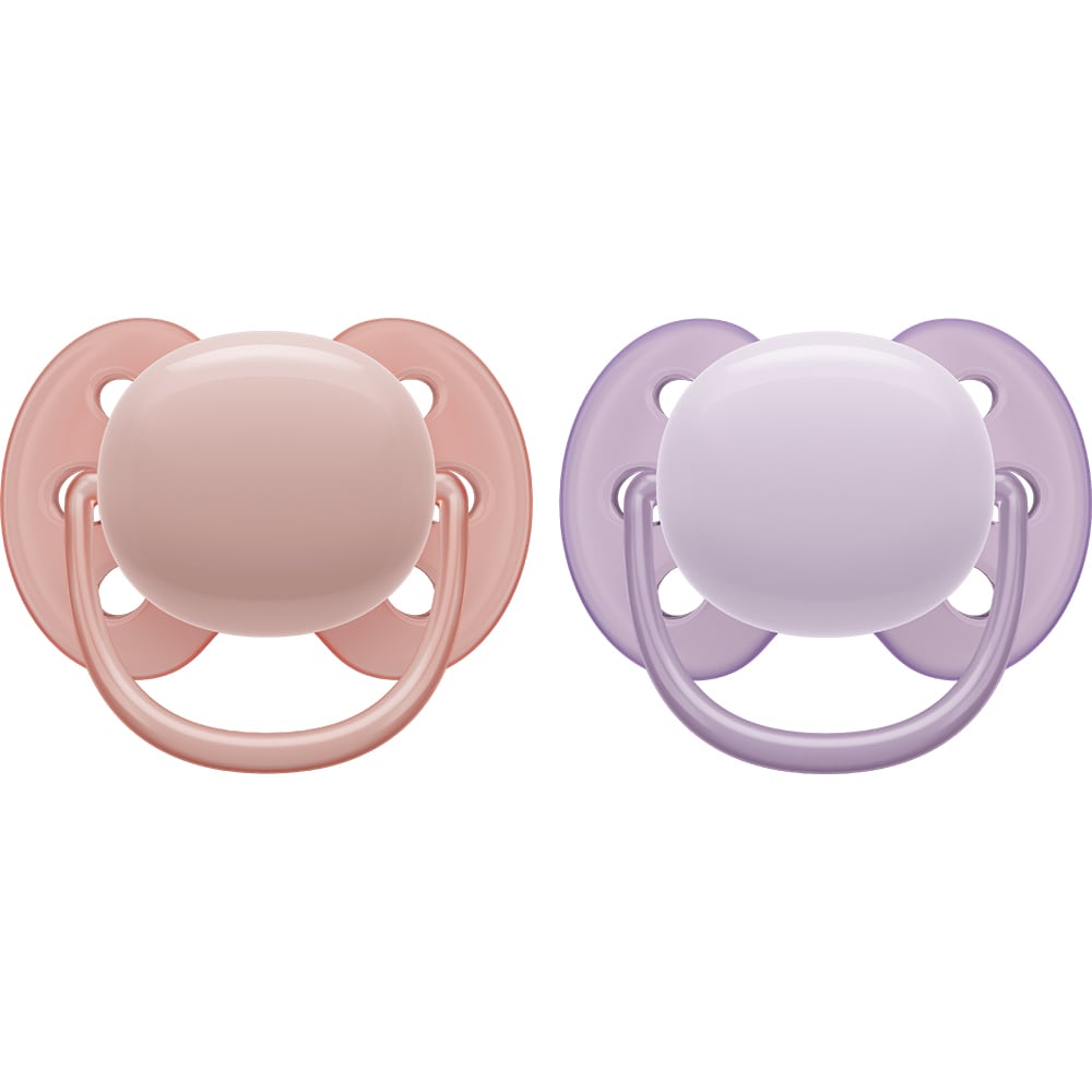 Suzeta PHILIPS AVENT Ultra Soft SCF091/31, 0-6 luni, 2 buc, roz-mov