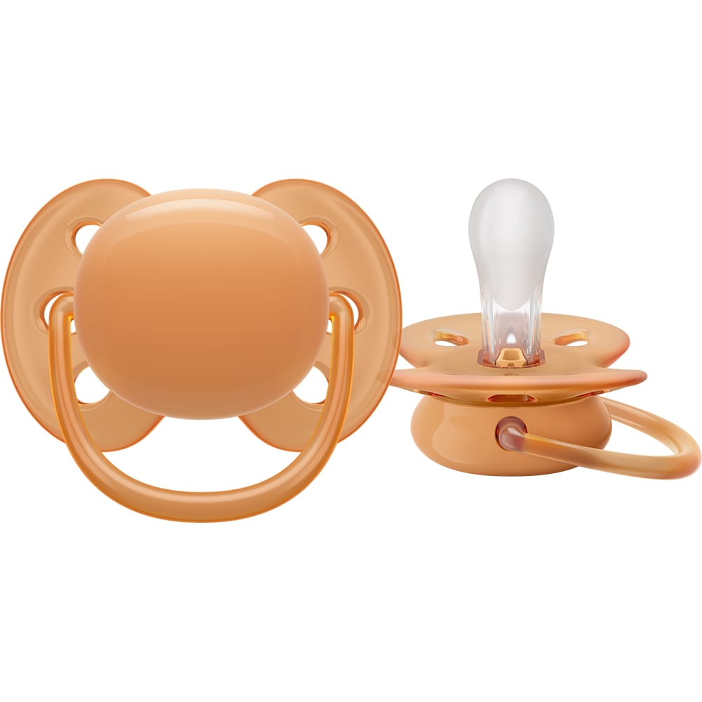 Suzeta PHILIPS AVENT Ultra Soft SCF091/33, 6-18 luni, 2 buc, mov-portocaliu