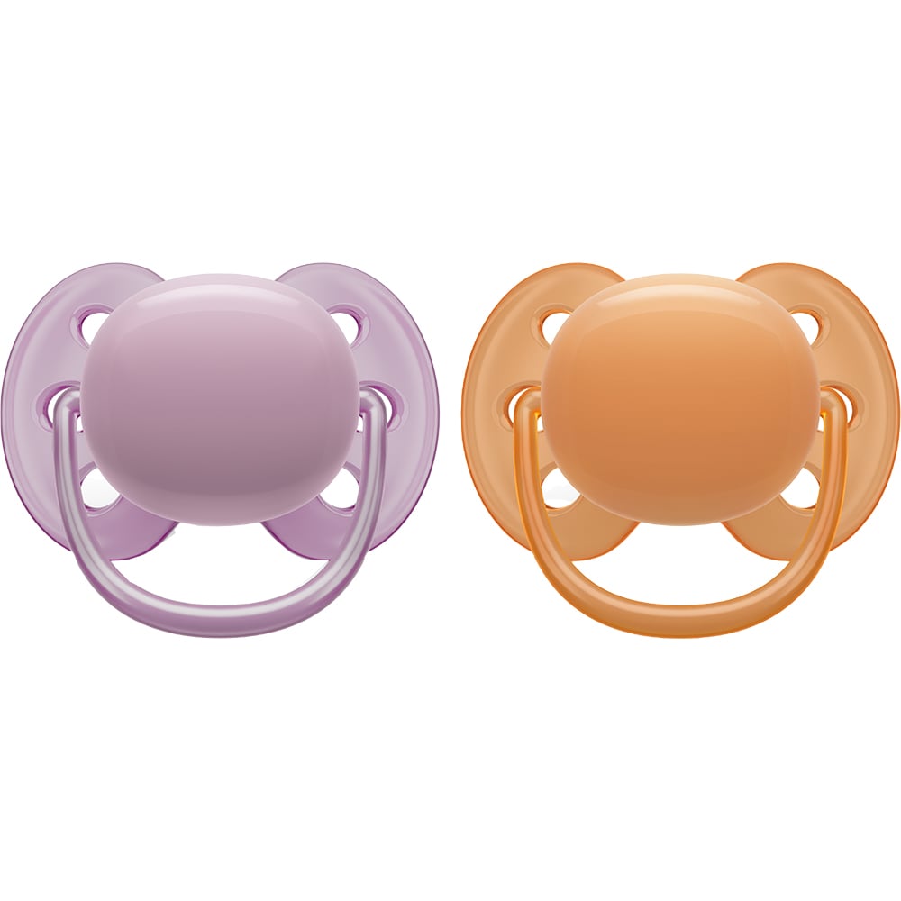Suzeta PHILIPS AVENT Ultra Soft SCF091/33, 6-18 luni, 2 buc, mov-portocaliu