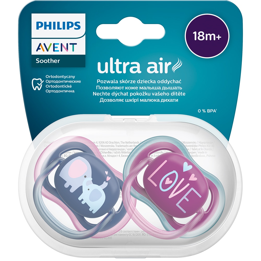 Suzeta PHILIPS AVENT Ultra Air SCF349/22, 18 luni +, 2 buc, multicolor