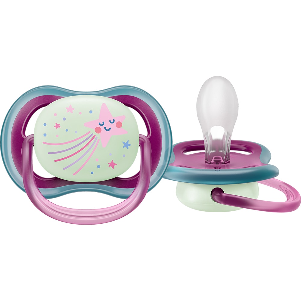 Suzeta PHILIPS AVENT Ultra Air NightTime SCF376/14, 6-18 luni, 2 buc, multicolor