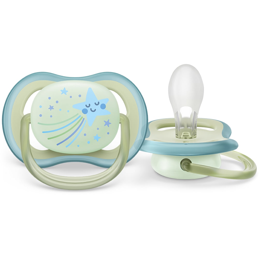 Suzeta PHILIPS AVENT Ultra Air NightTime SCF376/18, 0-6 luni, 2 buc, multicolor