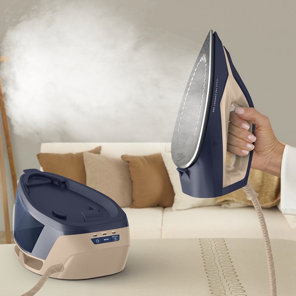 Statie de calcat TEFAL Power Pro Compact 300 SV6222E0, 2400W,130g/min, 1.7l, talpa Ceramic Xpress Glide, albastru-maro
