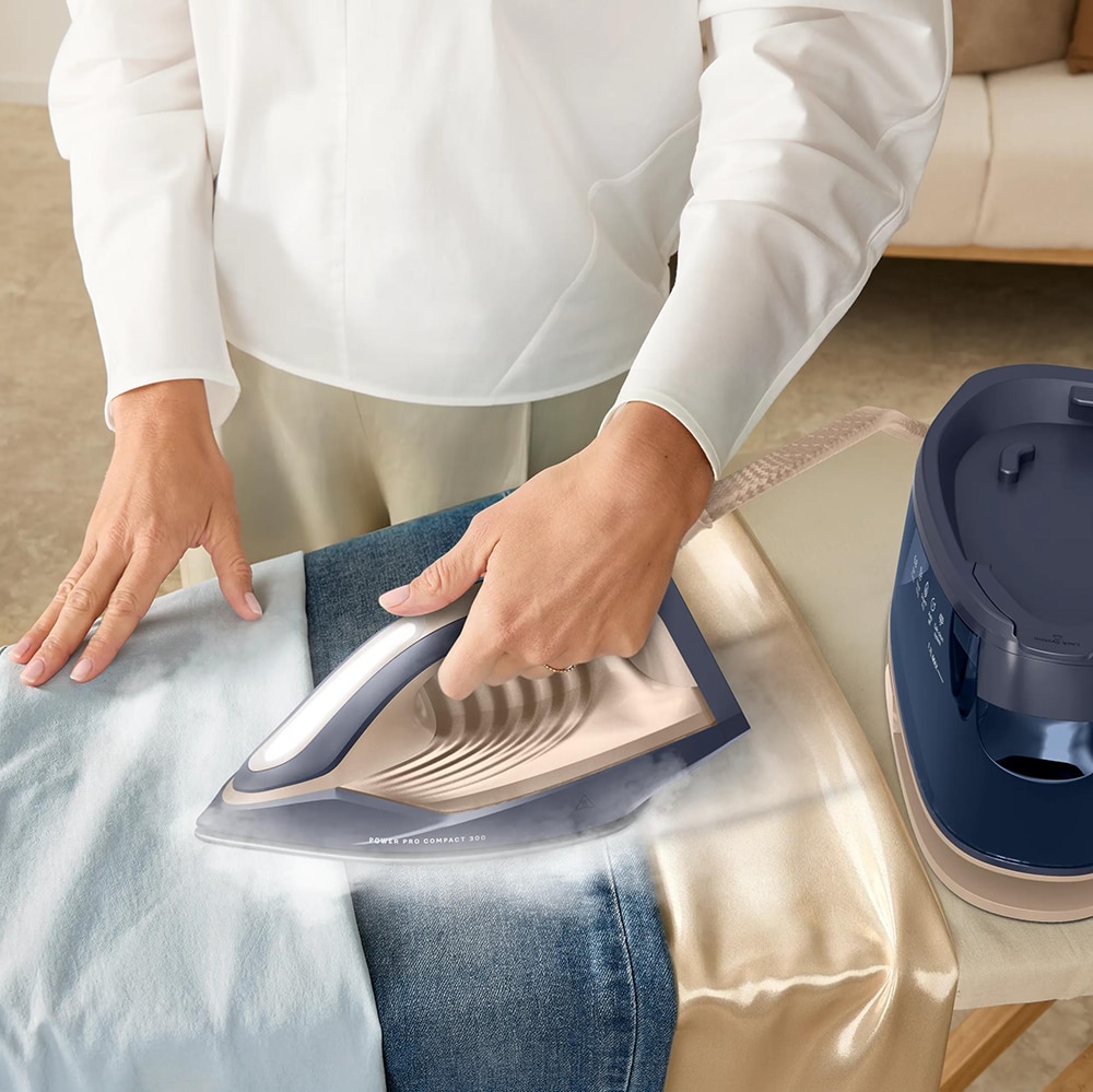 Statie de calcat TEFAL Power Pro Compact 300 SV6222E0, 2400W,130g/min, 1.7l, talpa Ceramic Xpress Glide, albastru-maro