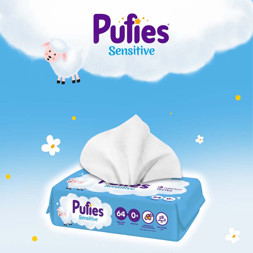 Servetele umede PUFIES Sensitive, 12 pachete, 768 buc