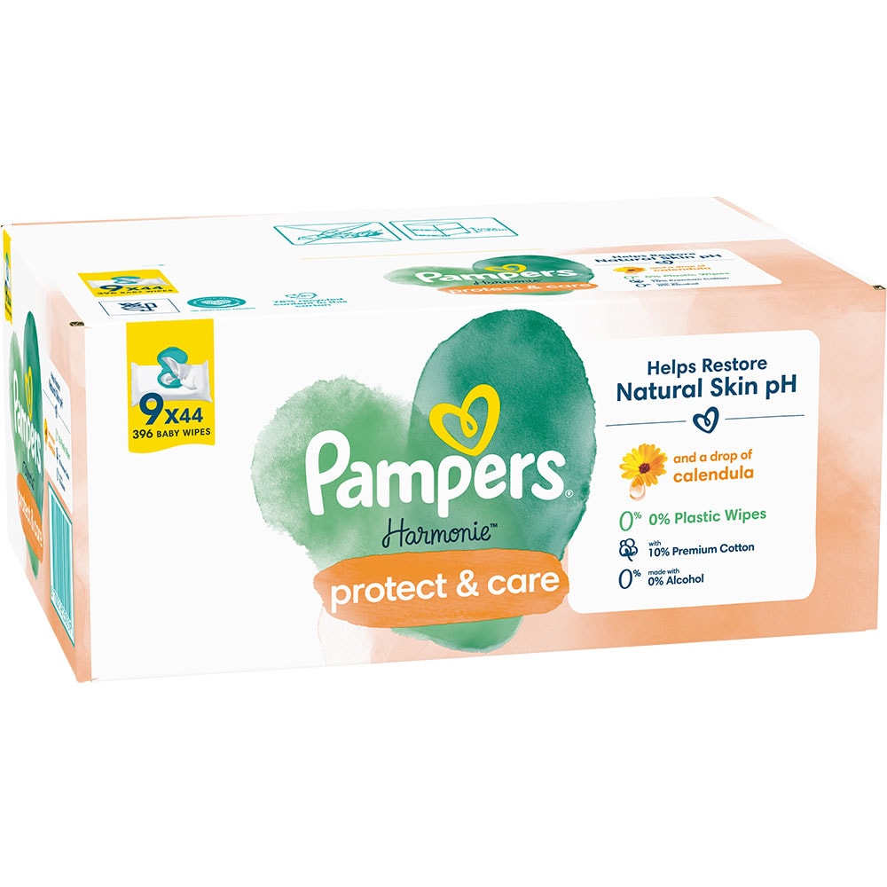 Servetele umede PAMPERS Harmonie Calendula, 9 pachete, 396 buc