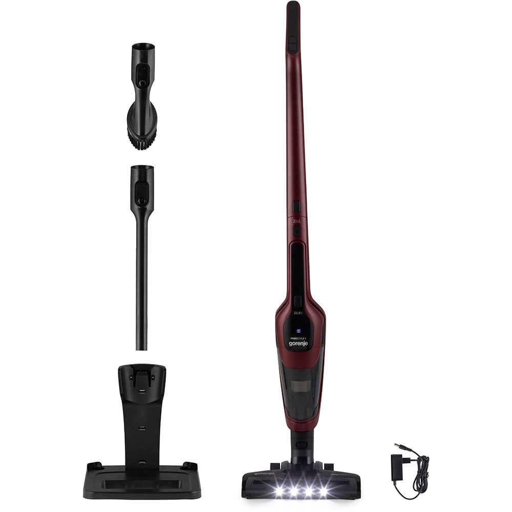 Aspirator vertical GORENJE SVC216100FSIIR, 0.5l, 21.6V, autonomie max 60 min, rosu