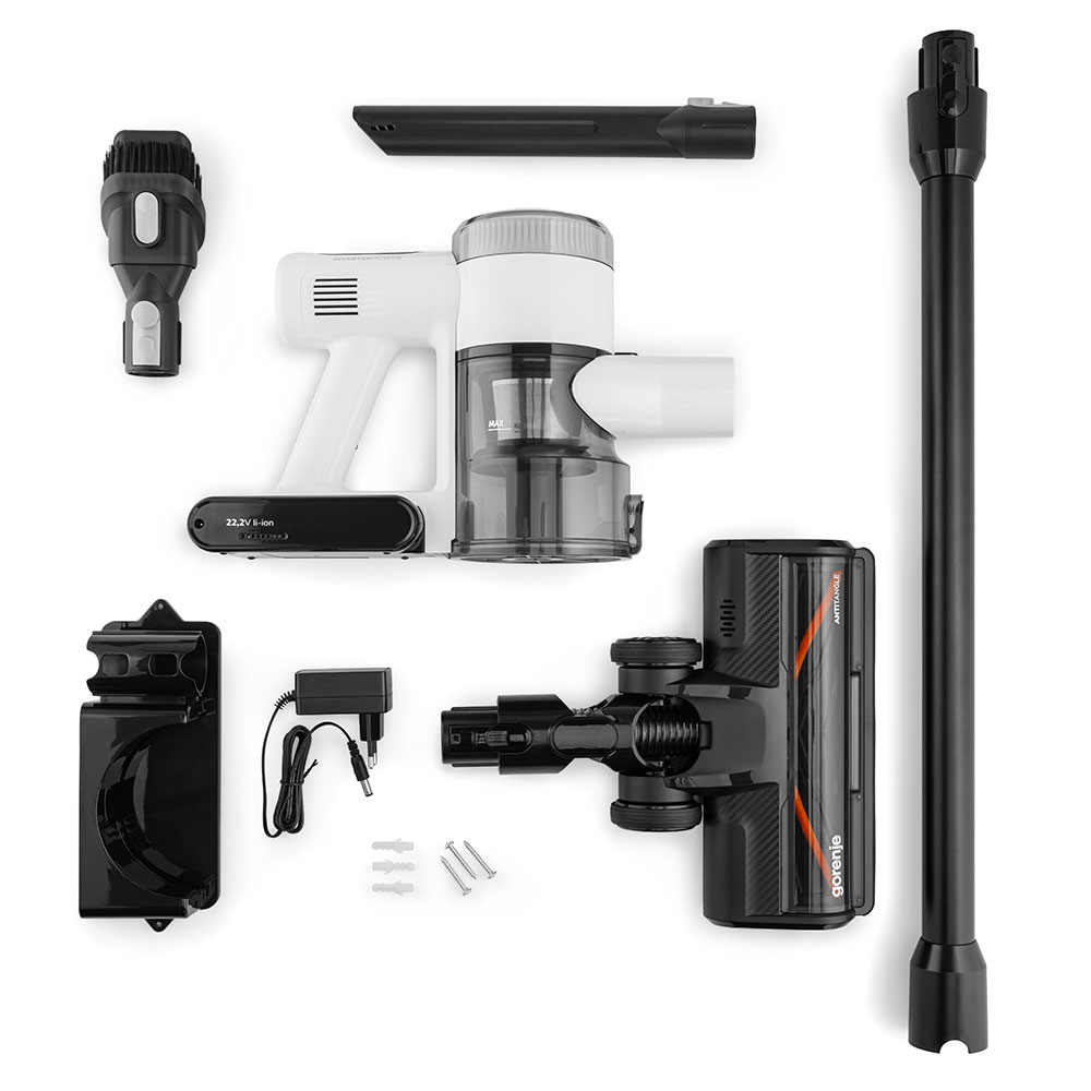 Aspirator vertical GORENJE SVC222230AEW, 0.7l, 22.2V, autonomie max 40 min, alb