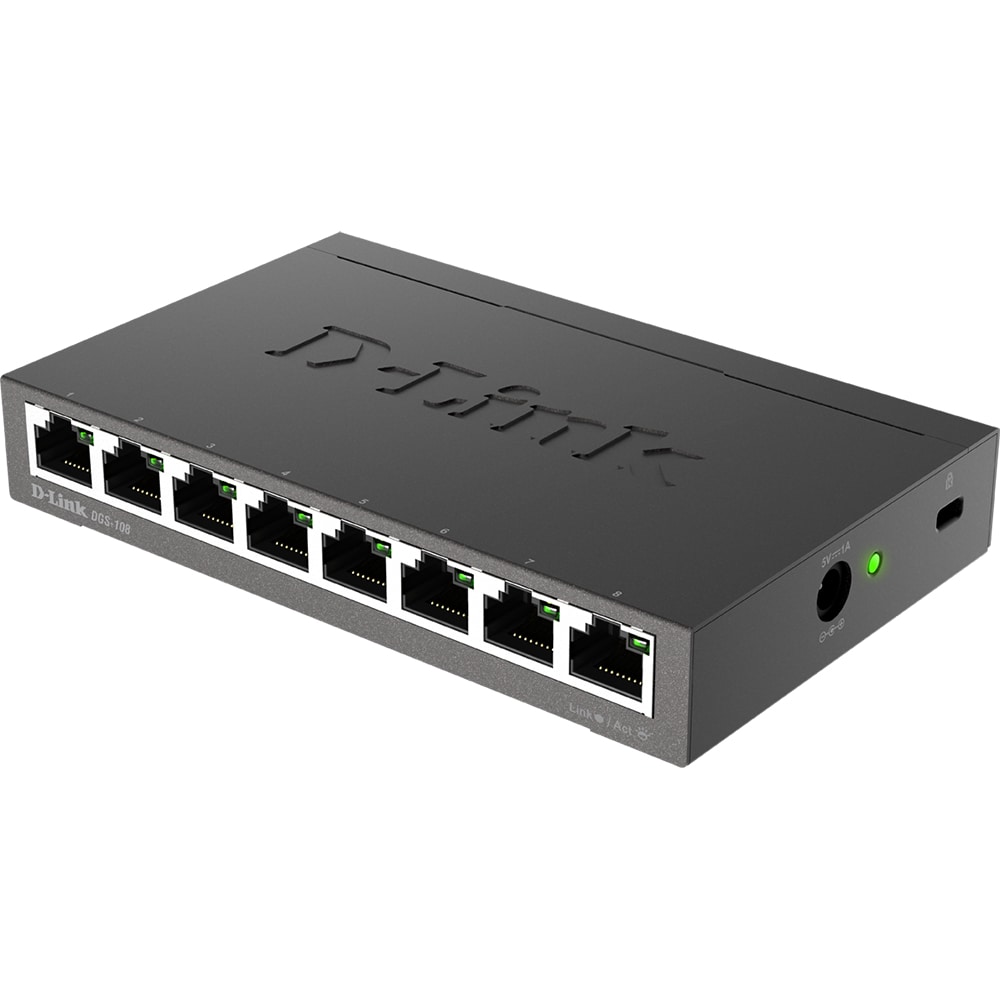 Switch D-LINK DGS-108, 8 porturi Gigabit, negru