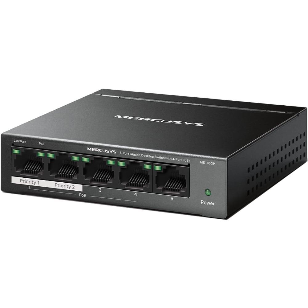 Switch MERCUSYS MS105GP, 5 porturi Gigabit, negru