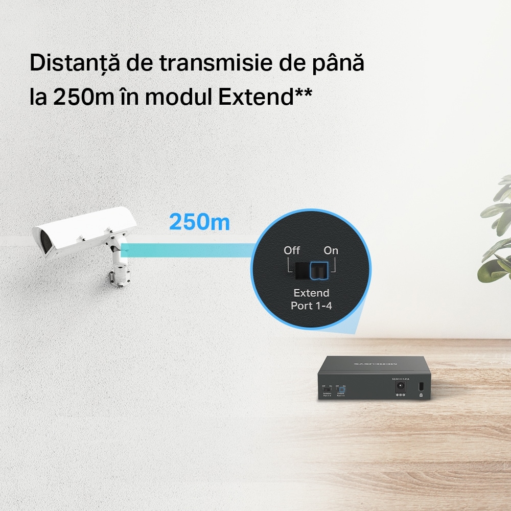 Switch MERCUSYS MS105GP, 5 porturi Gigabit, negru