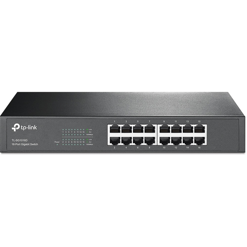 Switch TP-LINK TL-SG1016D, 16 porturi Gigabit, negru