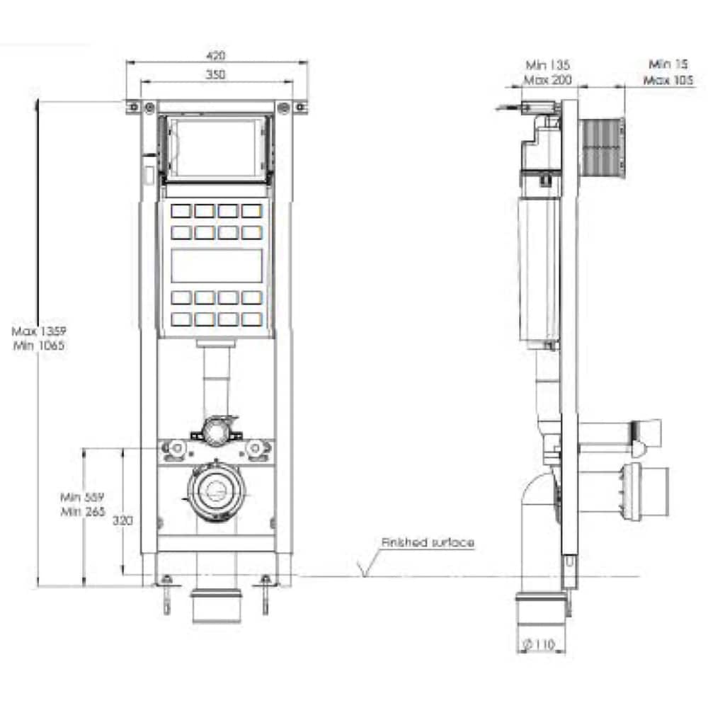 Set rezervor WC incastrat FLUIDMASTER T07 35T07B-5113-0251, 3-6 l, H 106.5-135.9