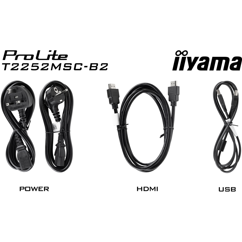 Monitor  LED IPS IIYAMA ProLite T2252MSC-B2, 21.5", Touch, Full HD, 60Hz, negru