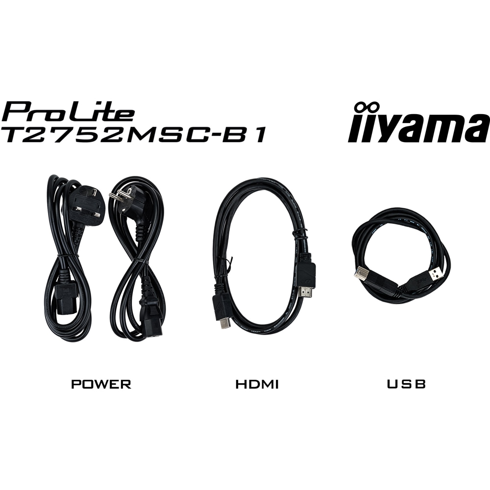 Monitor  LED IPS IIYAMA ProLite T2752MSC-B1, 27", Touch, Full HD, 60Hz, negru