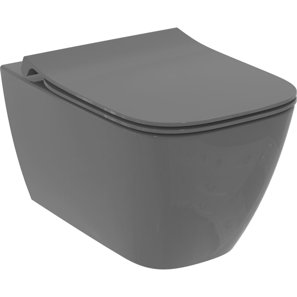 Vas WC IDEAL STANDARD I.Life B T461458 gri, ceramica, evacuare orizontala, 35.5 x 54 x 33.5 cm, gri lucios