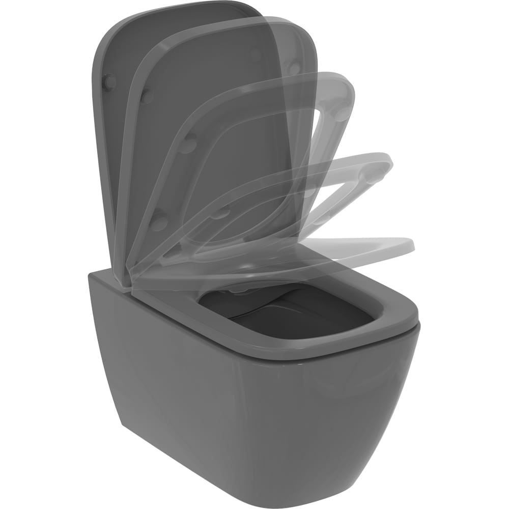 Vas WC IDEAL STANDARD I.Life B T461458 gri, ceramica, evacuare orizontala, 35.5 x 54 x 33.5 cm, gri lucios