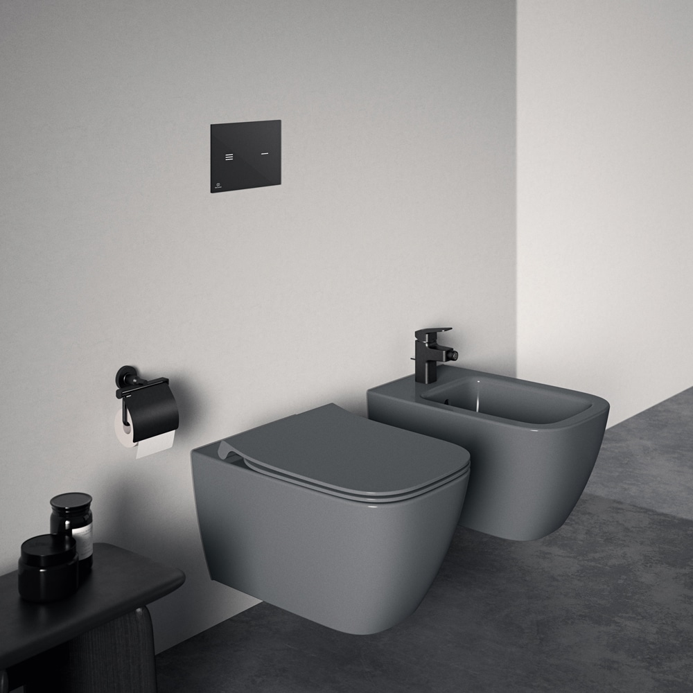 Vas WC IDEAL STANDARD I.Life B T461458 gri, ceramica, evacuare orizontala, 35.5 x 54 x 33.5 cm, gri lucios