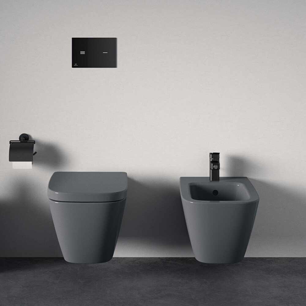 Vas WC IDEAL STANDARD I.Life B T461458 gri, ceramica, evacuare orizontala, 35.5 x 54 x 33.5 cm, gri lucios