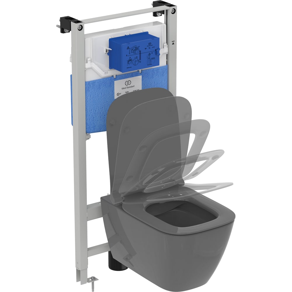 Vas WC IDEAL STANDARD I.Life B T461458 gri, ceramica, evacuare orizontala, 35.5 x 54 x 33.5 cm, gri lucios