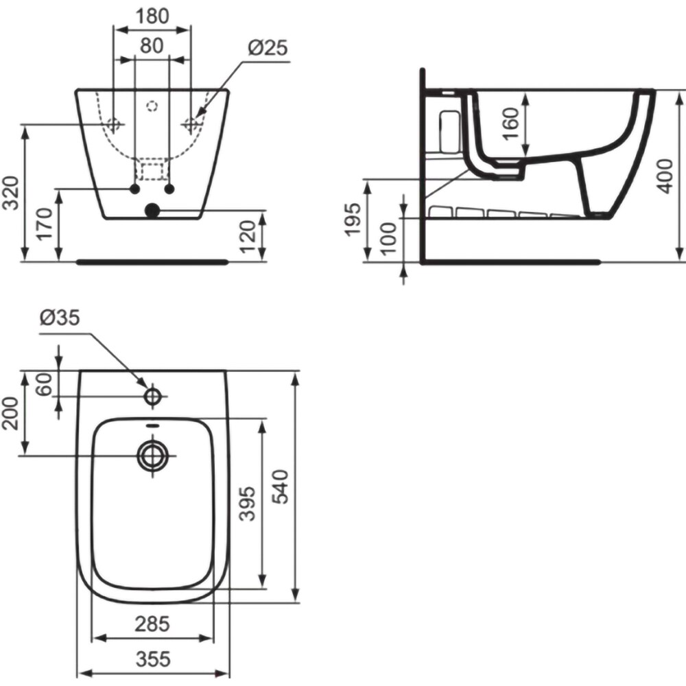 Bideu suspendat IDEAL STANDARD I.Life B T461501, ceramica, 35.5 x 54 x 30 cm, alb