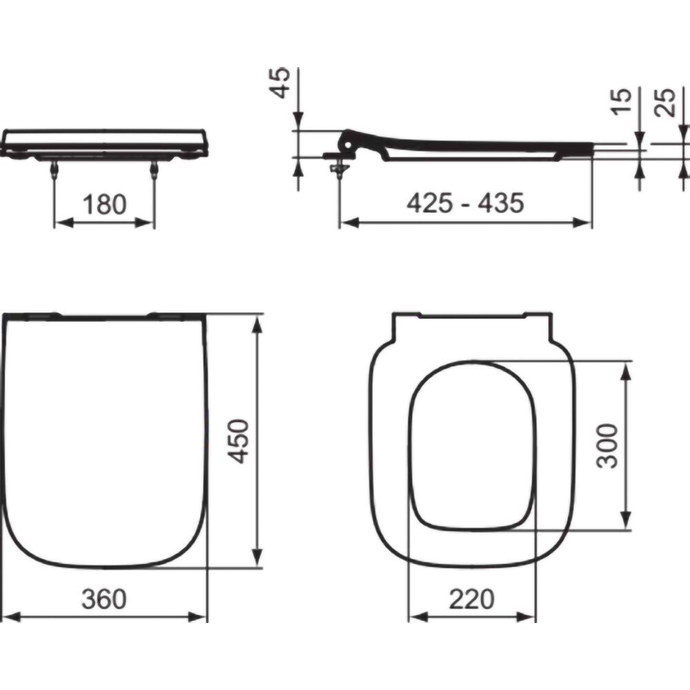 Capac WC IDEAL STANDARD I.Life B T500358, inchidere lenta, duroplast, grafit lucios