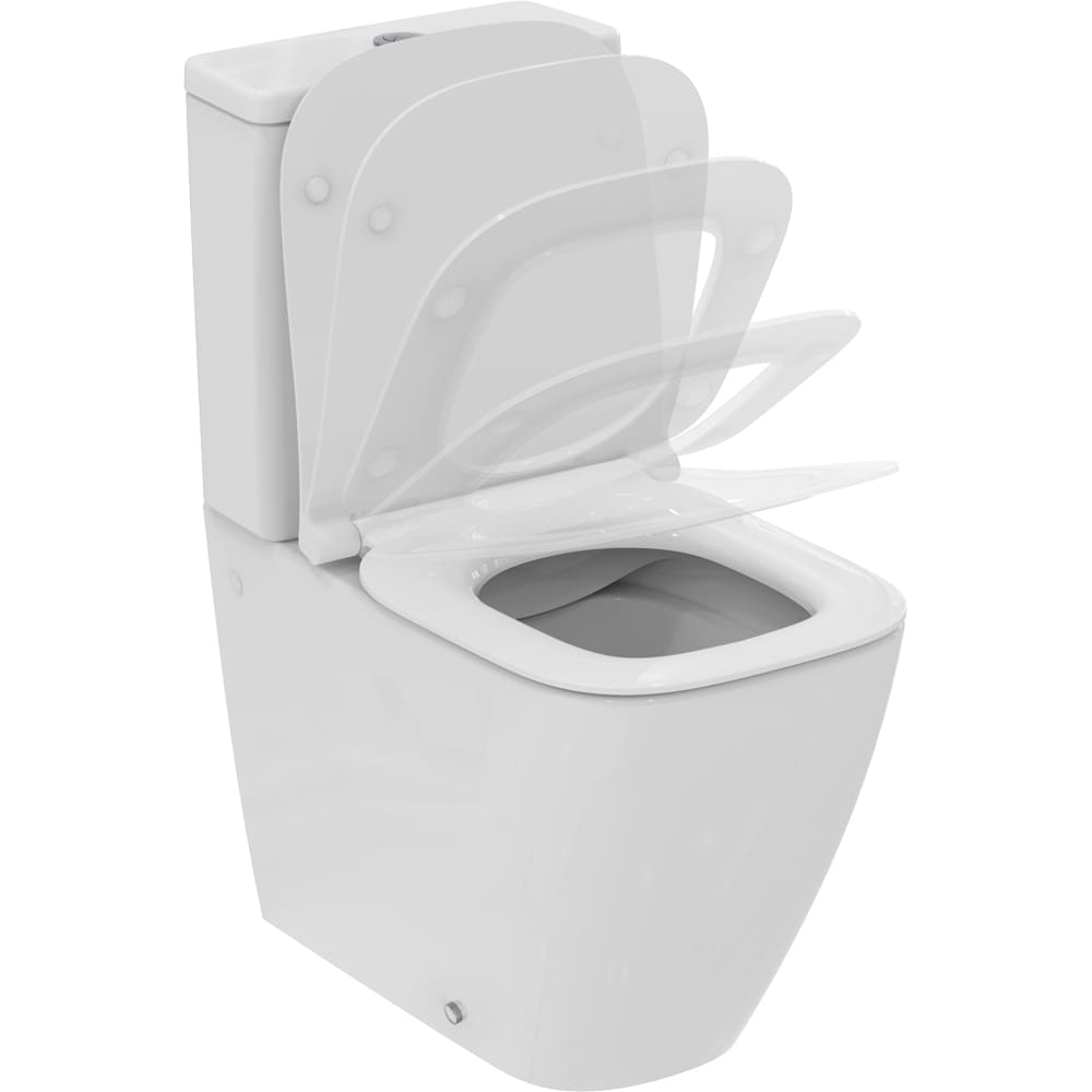 Set vas WC IDEAL STANDARD I.Life S T554201, ceramica, evacuare orizontala, rezervor 3/6l, capac SoftClose, alb