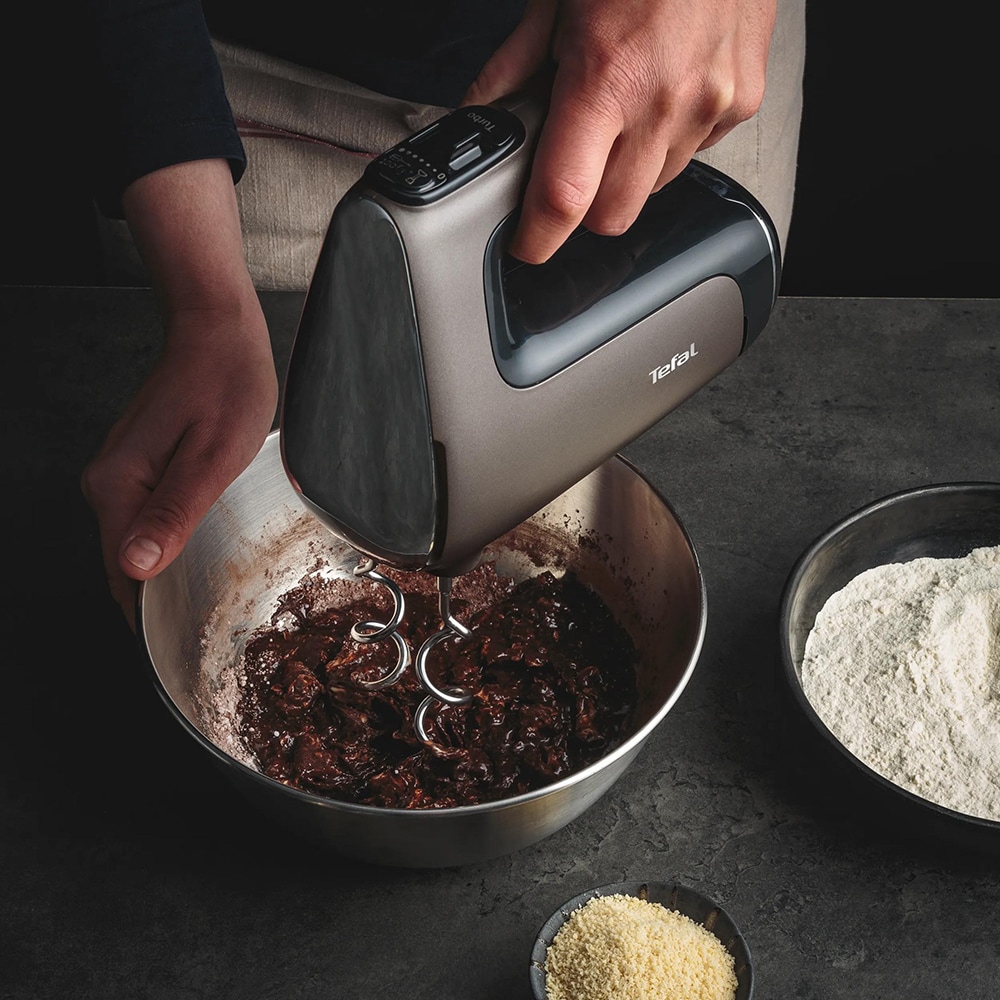 Mixer de mana TEFAL Powermix Silence HT660EE0, 850W, 5 trepte viteza, gri-negru