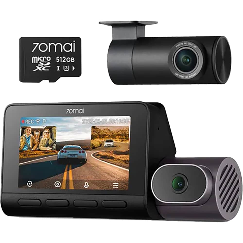 Camera auto duala DVR 70MAI T800 + RC41, 4K, GPS, HDR, negru