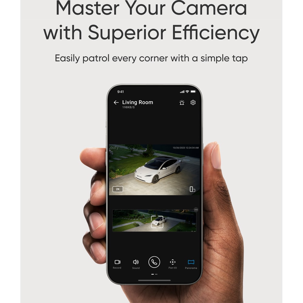 Camera IP Wireless EUFY Floodlight E30, 2K HD, Night/Day Vision, Supraveghere 360, Detectare AI, alb