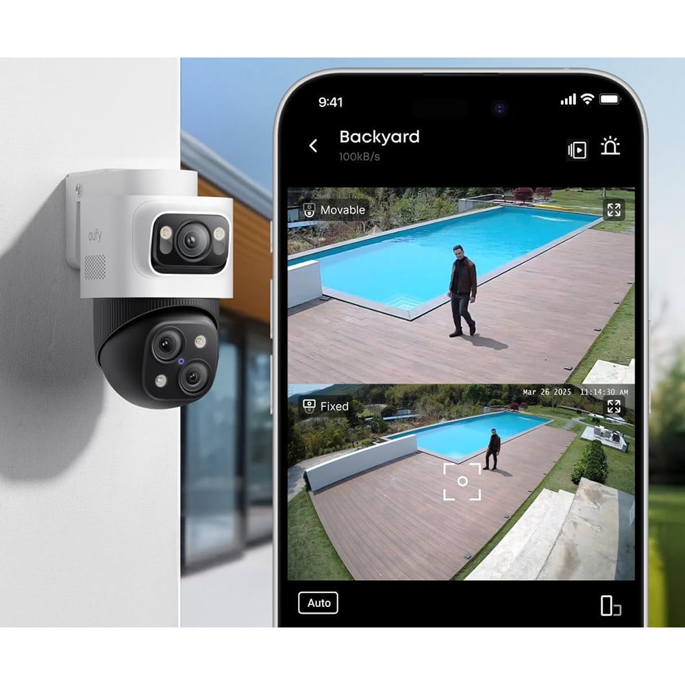 Camera IP exterior EUFY Bullet PTZ S4, 2160p, IR, Night Vision, alb