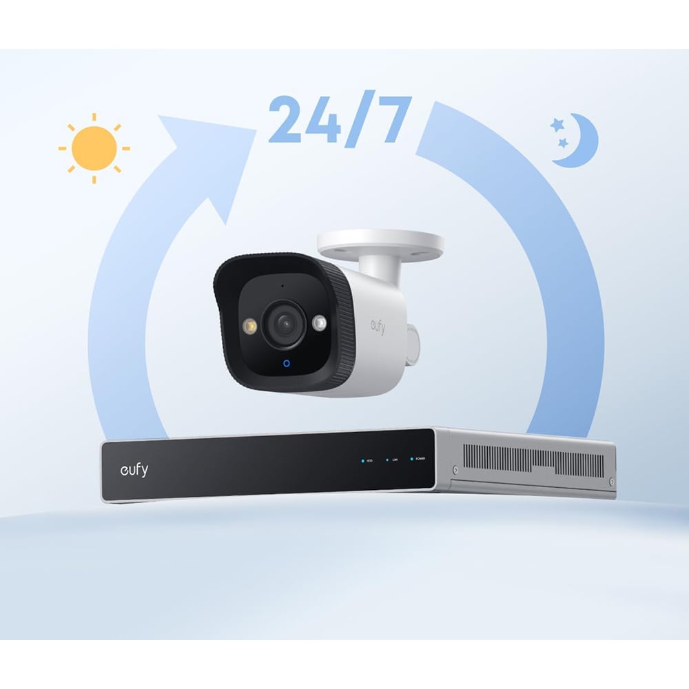 Camera IP exterior EUFY Bullet POE E40, 2160p, IR, Night Vision, alb