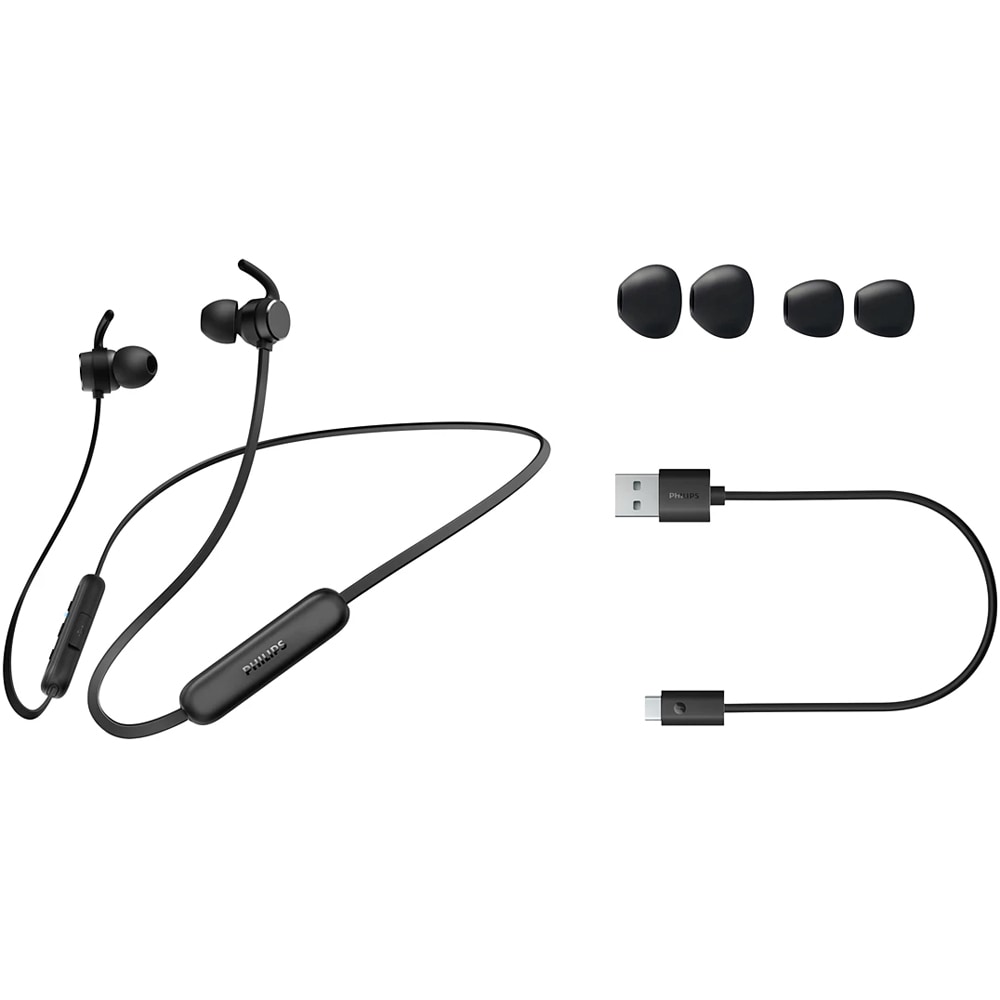 Casti PHILIPS TAE1209BK/00, Bluetooth, In-ear, Microfon, negru