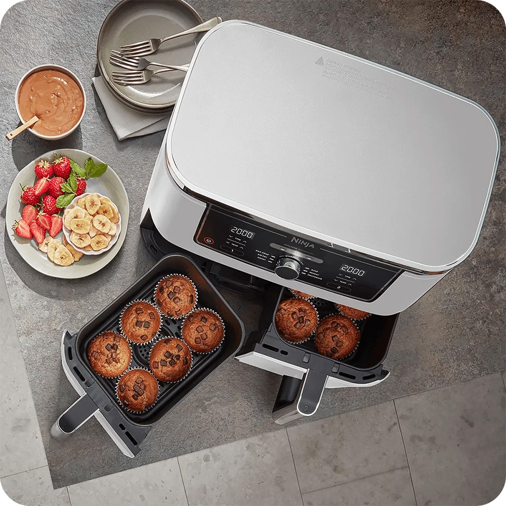 Friteuza cu aer cald dubla NINJA Foodi DualZone AF400EUWH, 4kg, 9.5l, 2470W, alb-argintiu