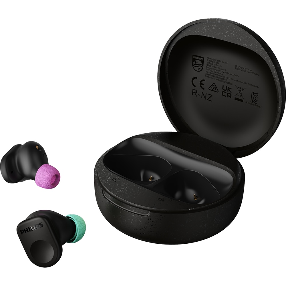Casti PHILIPS TAMS3BK/00, True Wireless, Bluetooth, In-ear, ANC, Microfon, negru