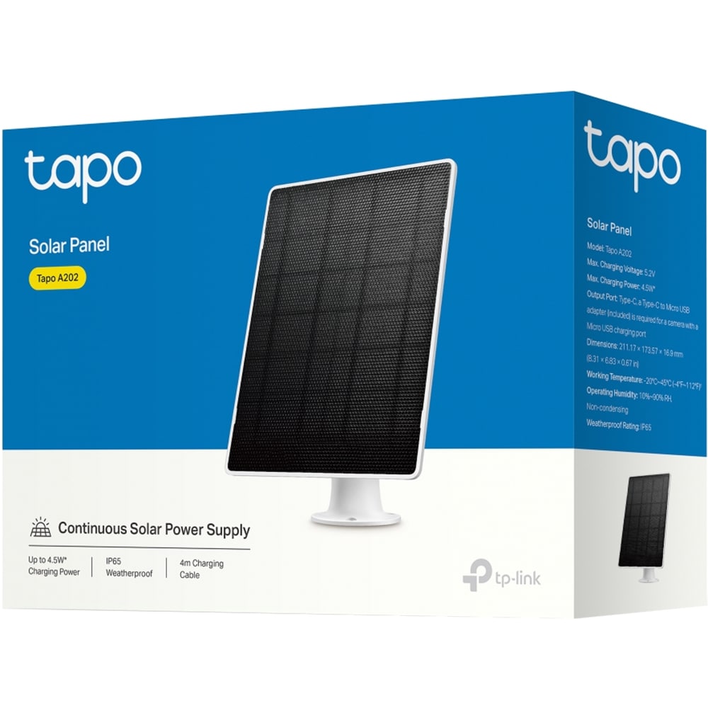 Panou solar TAPO A202, 5V/4.5W, IP65, cablu 4m
