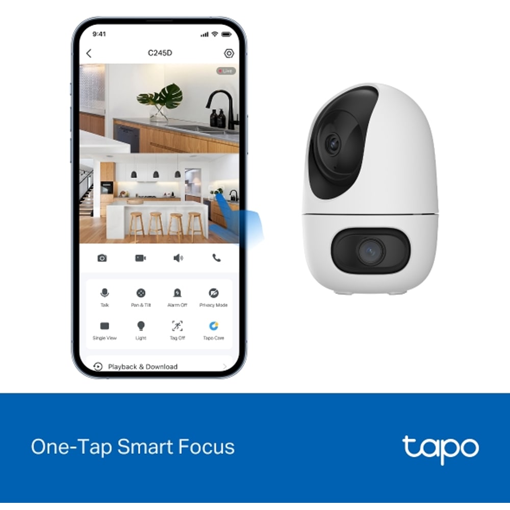 Camera IP Wireless TP-LINK Tapo C245D, 2K 1296p, IR, Night Vision, alb